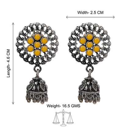 Meena Manjari Jhumki earrings (Yellow)