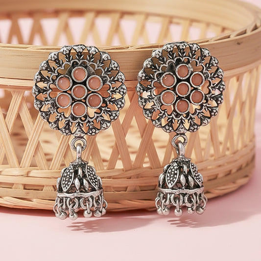 Meena Manjari Jhumki earrings (Light Orange)