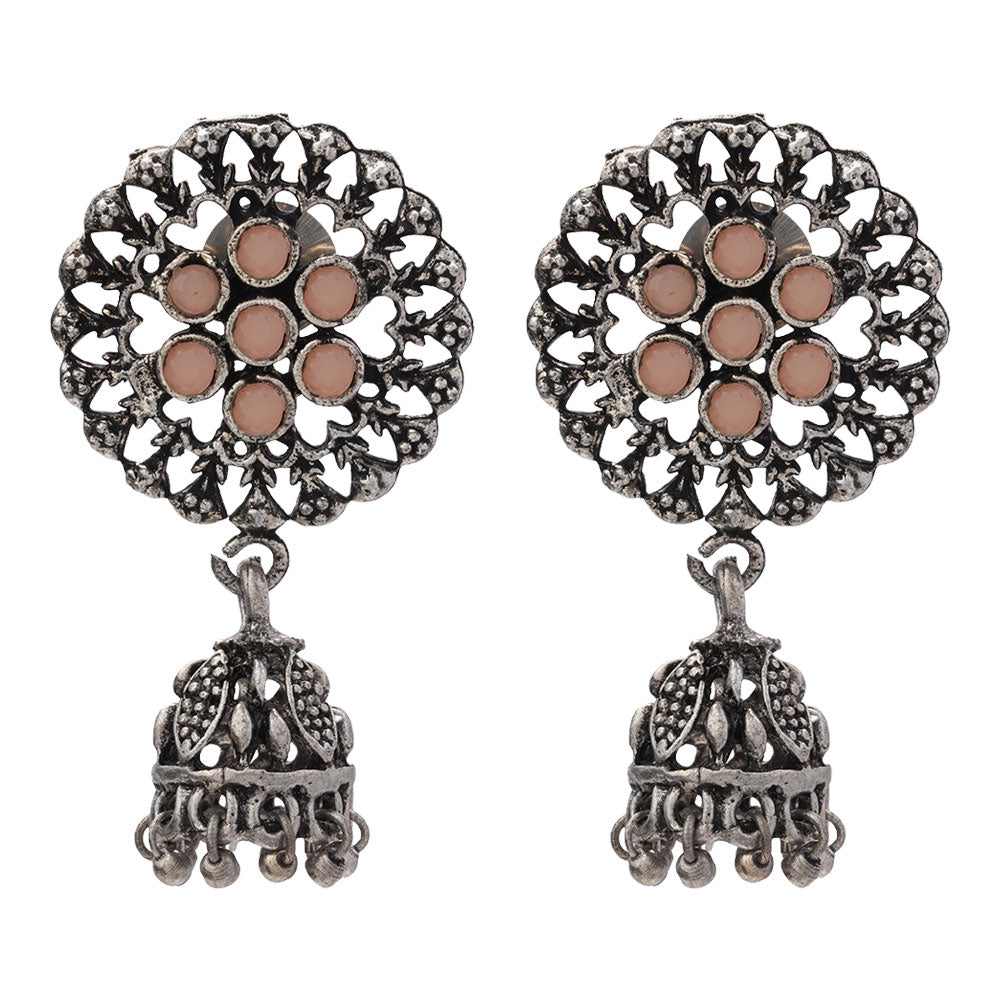 Meena Manjari Jhumki earrings (Light Orange)