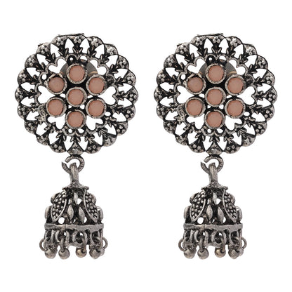 Meena Manjari Jhumki earrings (Light Orange)