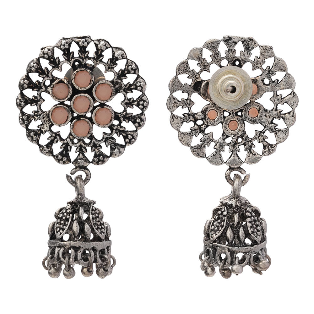 Meena Manjari Jhumki earrings (Light Orange)