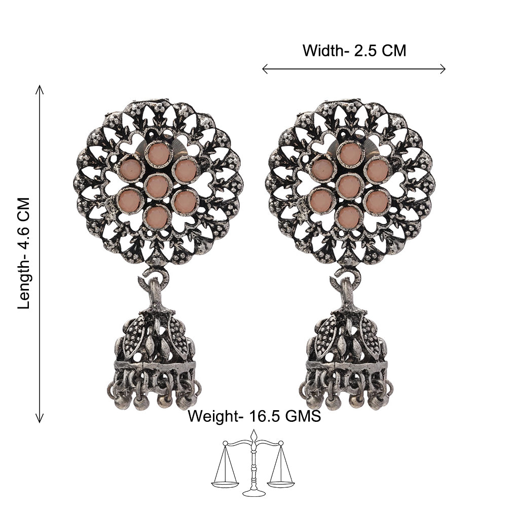 Meena Manjari Jhumki earrings (Light Orange)