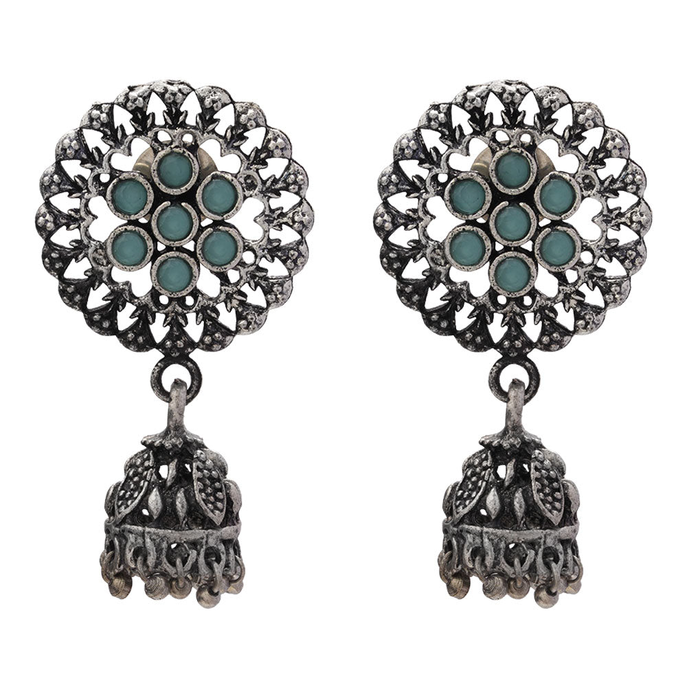 Meena Manjari Jhumki earrings (Mint)