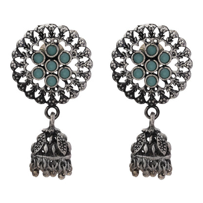 Meena Manjari Jhumki earrings (Mint)