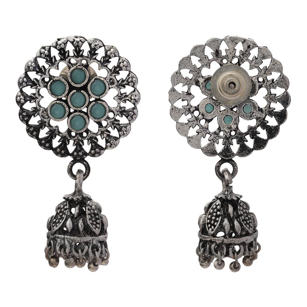 Meena Manjari Jhumki earrings (Mint)