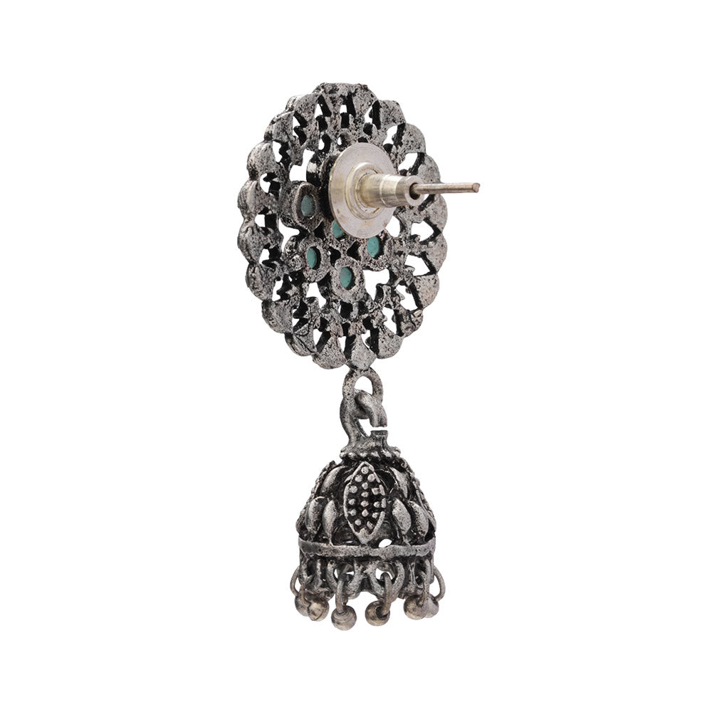 Meena Manjari Jhumki earrings (Mint)