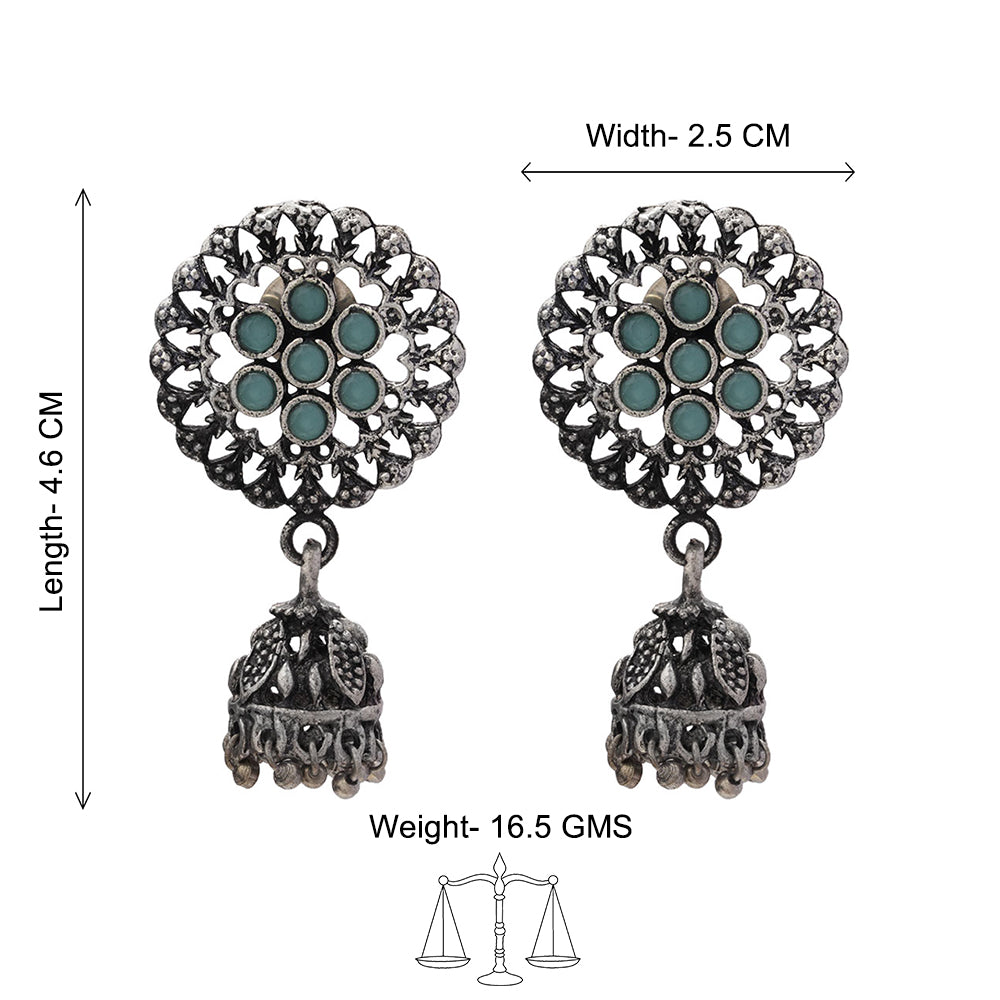 Meena Manjari Jhumki earrings (Mint)