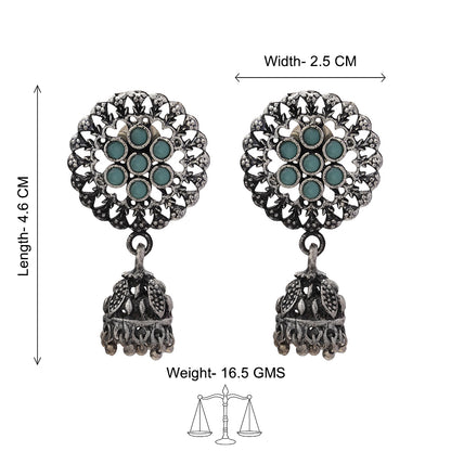 Meena Manjari Jhumki earrings (Mint)