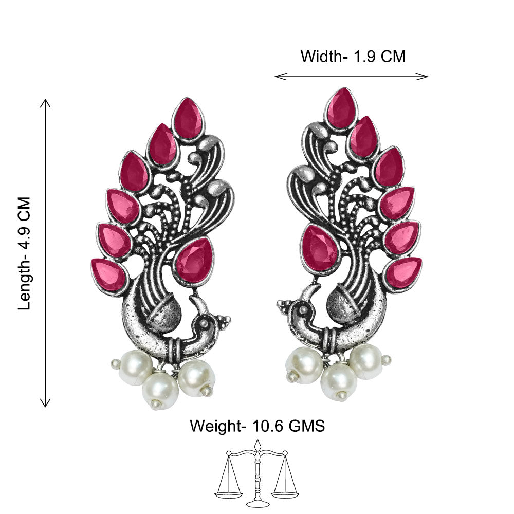Carved Charm Dangler earrings (White) Mayur Pride stud earrings (Red) Combo set