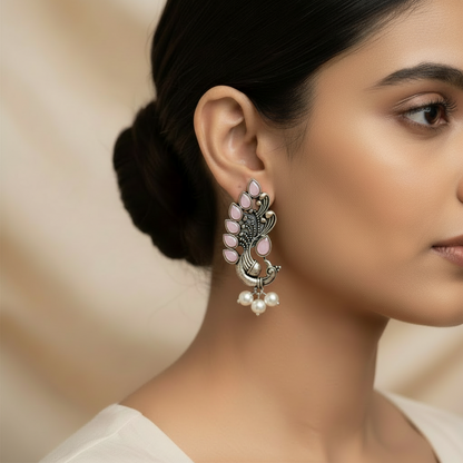 Mayur Pride stud earrings (Baby Pink)