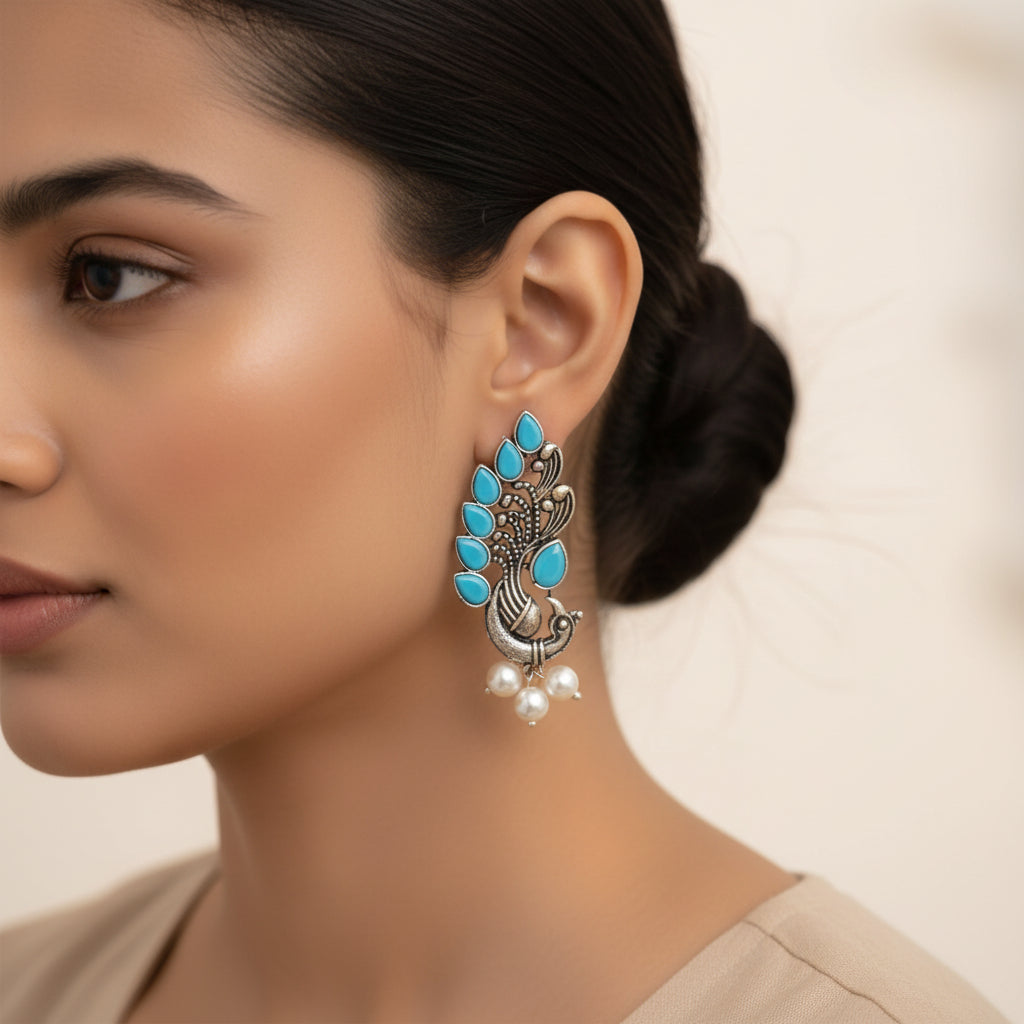 Mayur Pride stud earrings (Sky Blue)