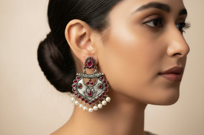 Phuljhadi prestine Dangler earrings (Red)
