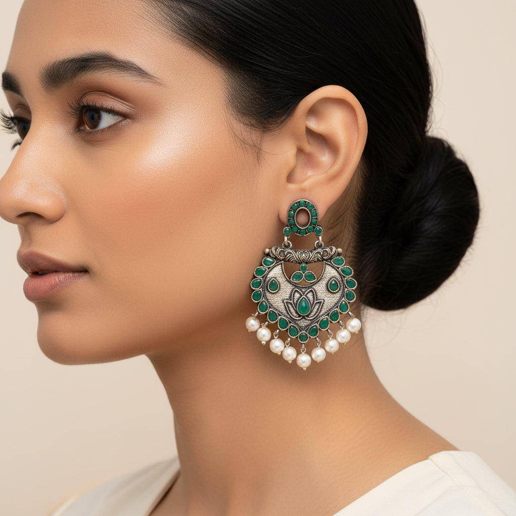 Phuljhadi prestine Dangler earrings (Green)