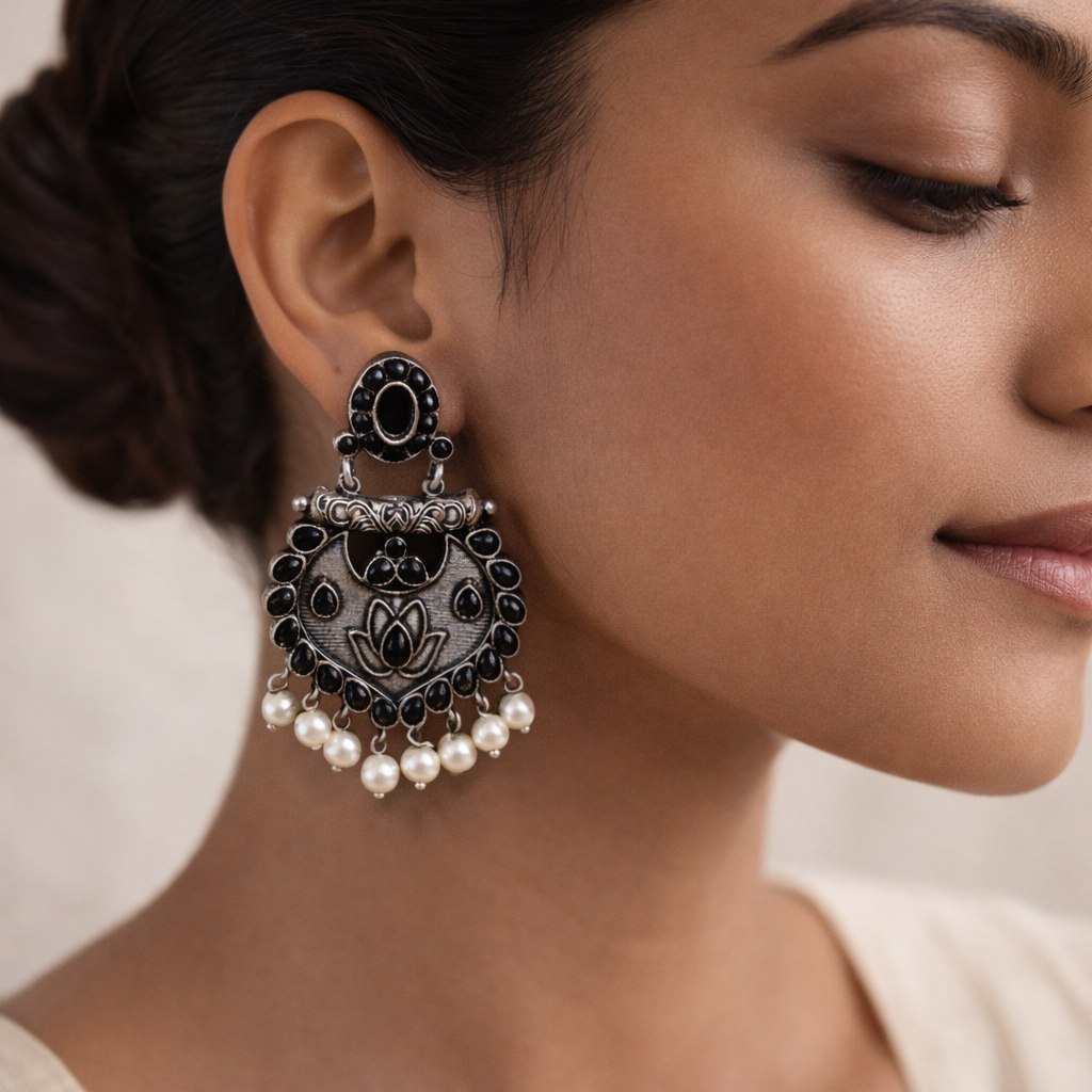 Phuljhadi prestine Dangler earrings (Black)