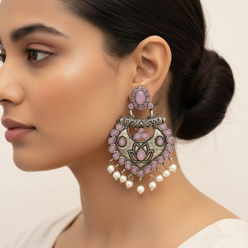 Phuljhadi prestine Dangler earrings (Baby Pink)