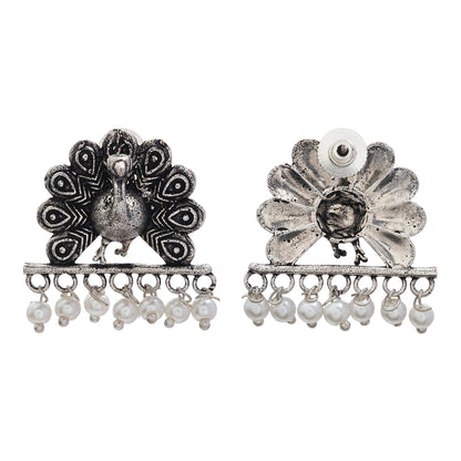 Meena Manjari stone stud earrings (Silver)