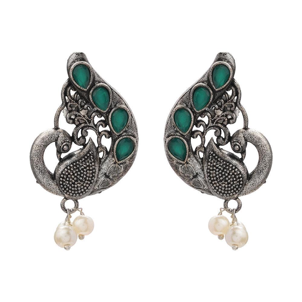 Ferocious Feathers stud earrings (Green)