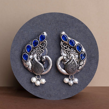 Ferocious Feathers stud earrings (Blue)