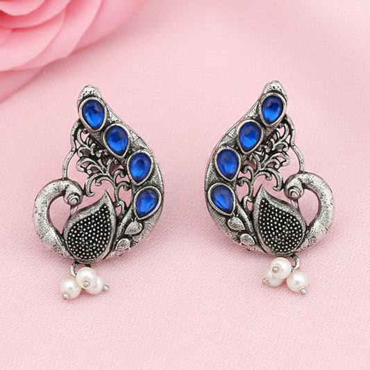 Ferocious Feathers stud earrings (Blue)