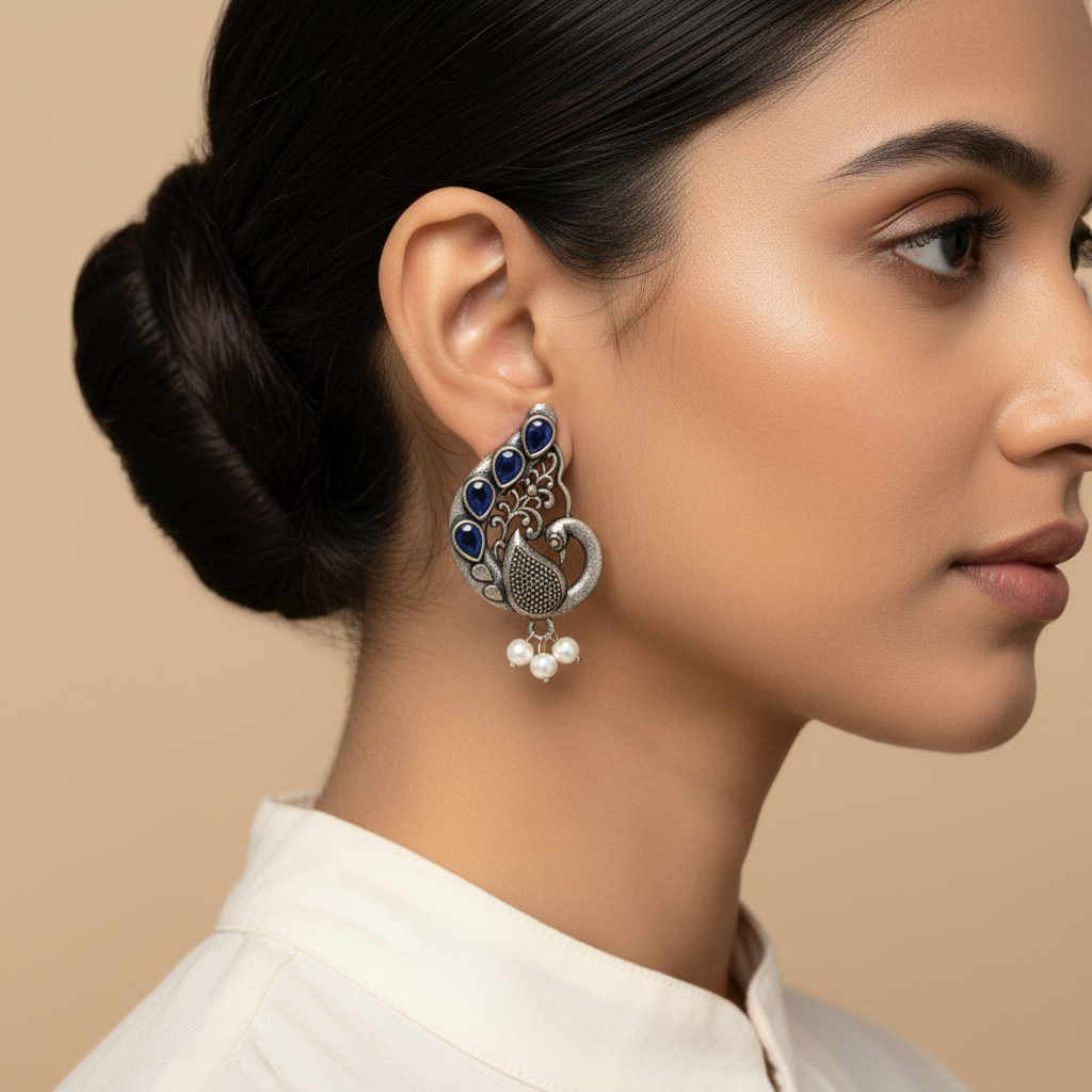 Ferocious Feathers stud earrings (Blue)