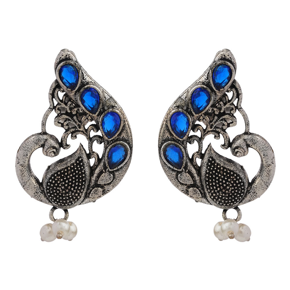 Ferocious Feathers stud earrings (Blue)