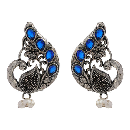 Ferocious Feathers stud earrings (Blue)