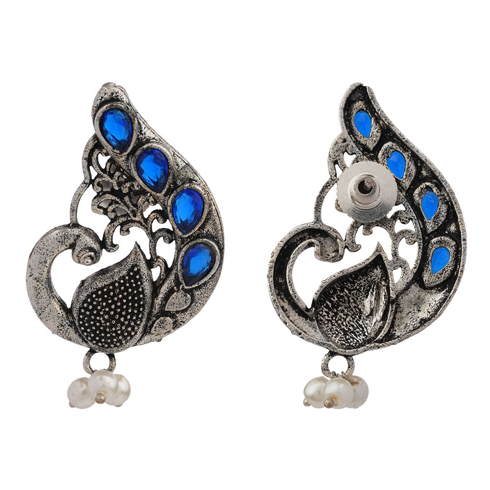 Ferocious Feathers stud earrings (Blue)