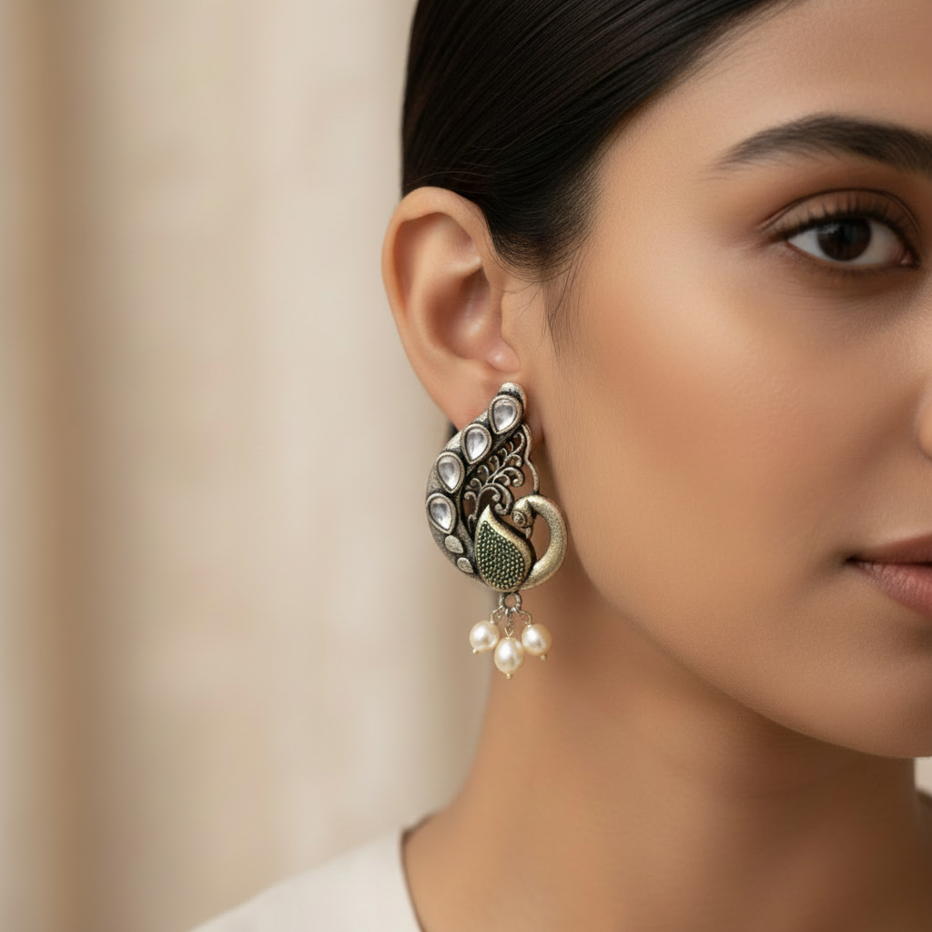 Ferocious Feathers stud earrings (White)