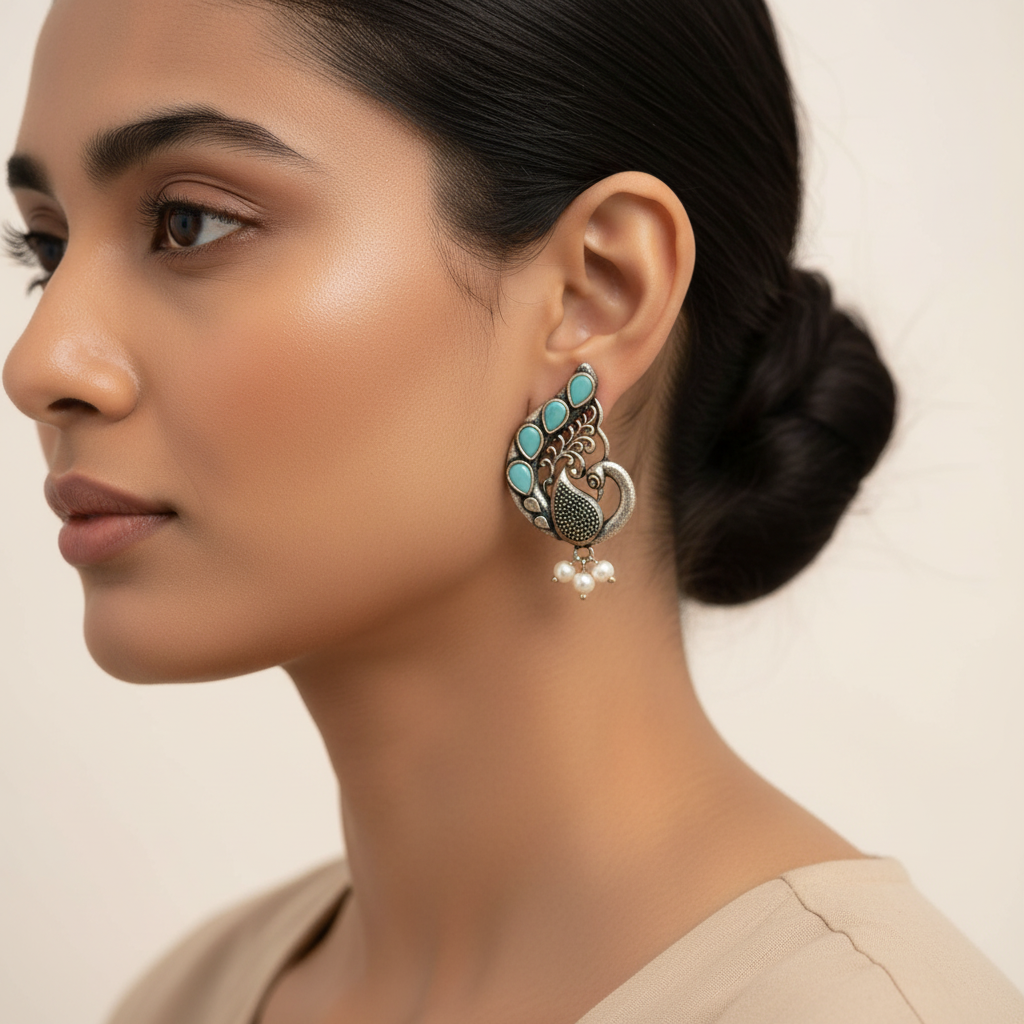 Ferocious Feathers stud earrings (Mint)
