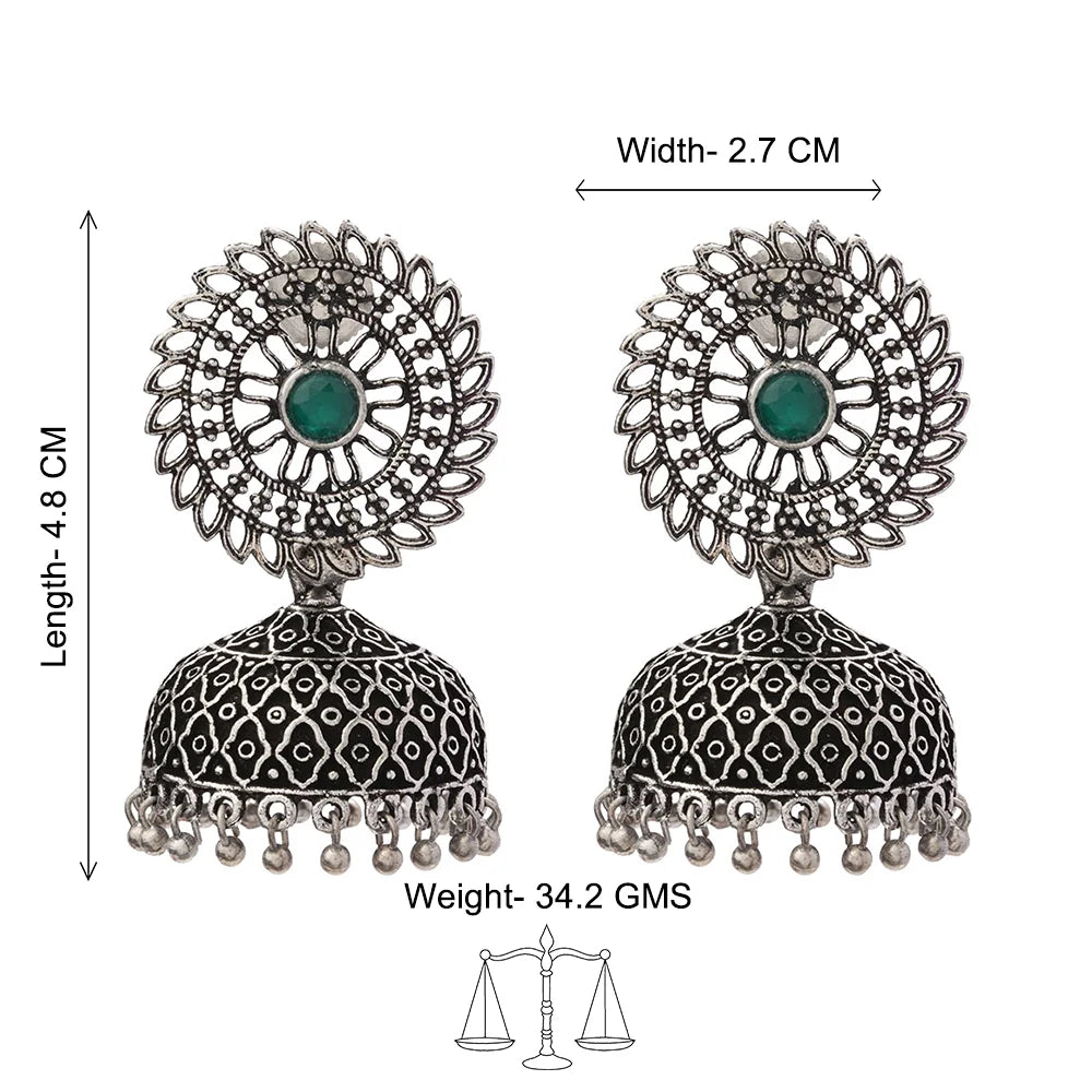 Peacock glow stone studded dangler earrings & Jhilmil jhumki earring Combo set