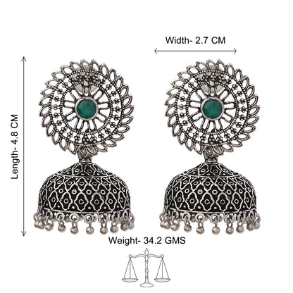 Peacock glow stone studded dangler earrings & Jhilmil jhumki earring Combo set