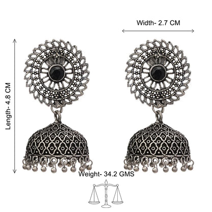 Peacock glow stone studded dangler earrings & Jhilmil jhumki earring Combo set