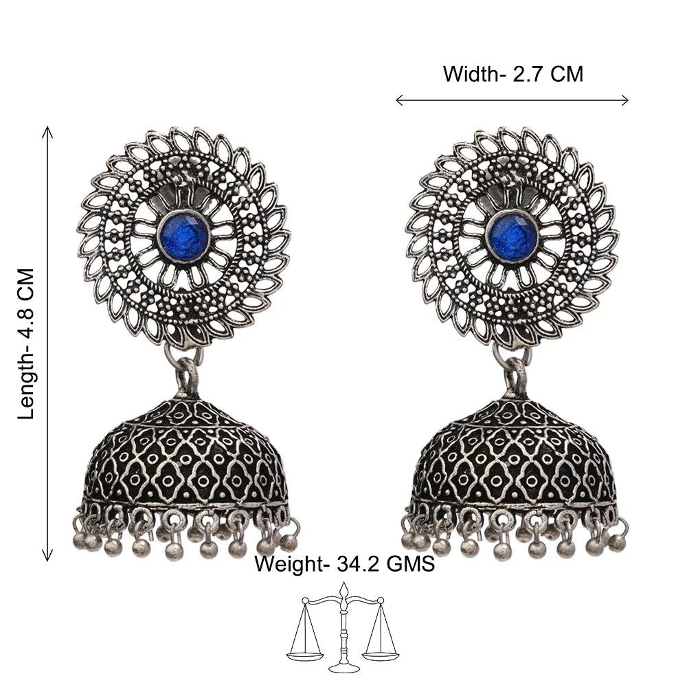 Peacock glow stone studded dangler earrings & Jhilmil jhumki earring Combo set
