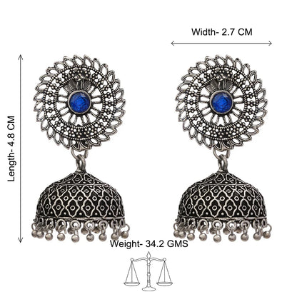 Peacock glow stone studded dangler earrings & Jhilmil jhumki earring Combo set