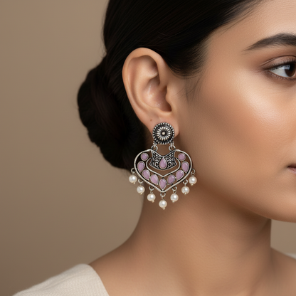 Patra dangler earrings (Baby Pink)