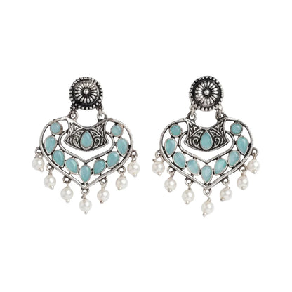 Carved Charm Dangler earrings (White) Patra dangler earrings (Mint) Combo set