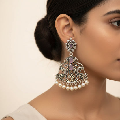 Morpatra dangler earrings (Baby Pink)