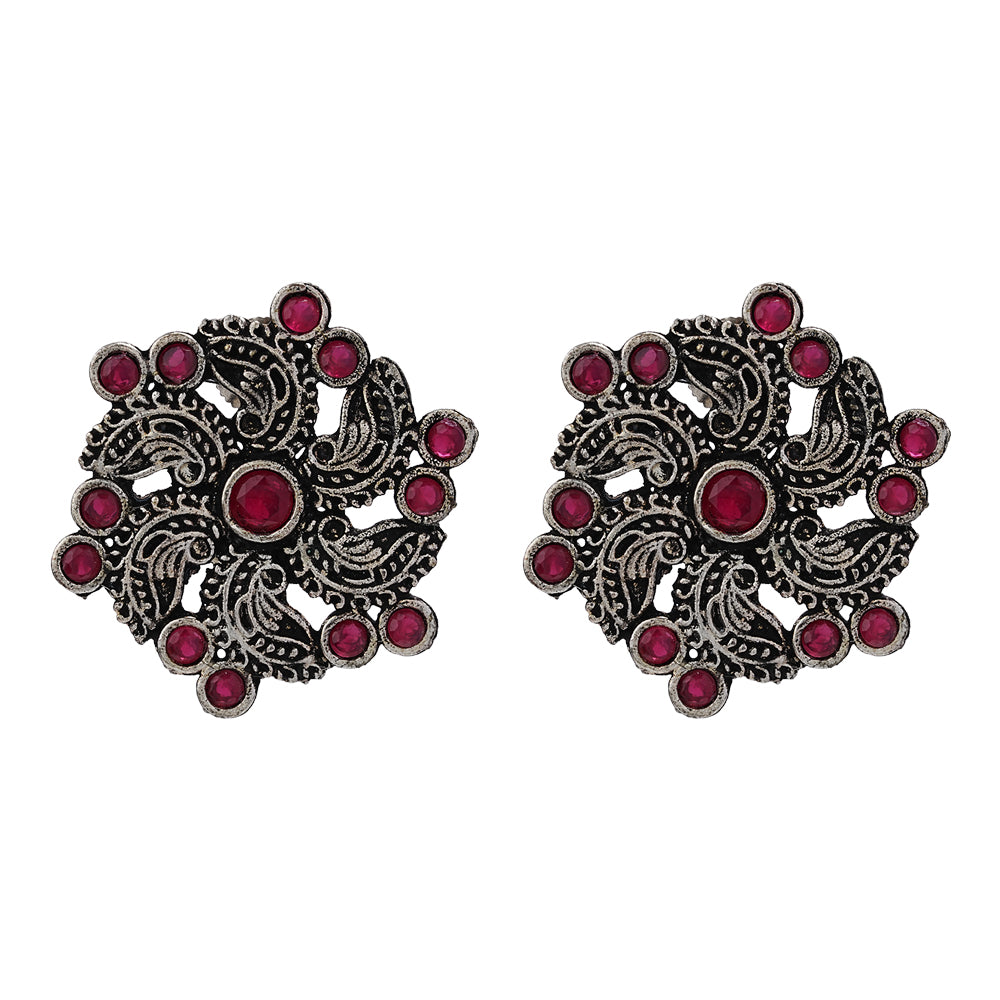 Aabroo sparkle stud earrings (Red)