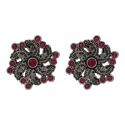 Aabroo sparkle stud earrings (Red)