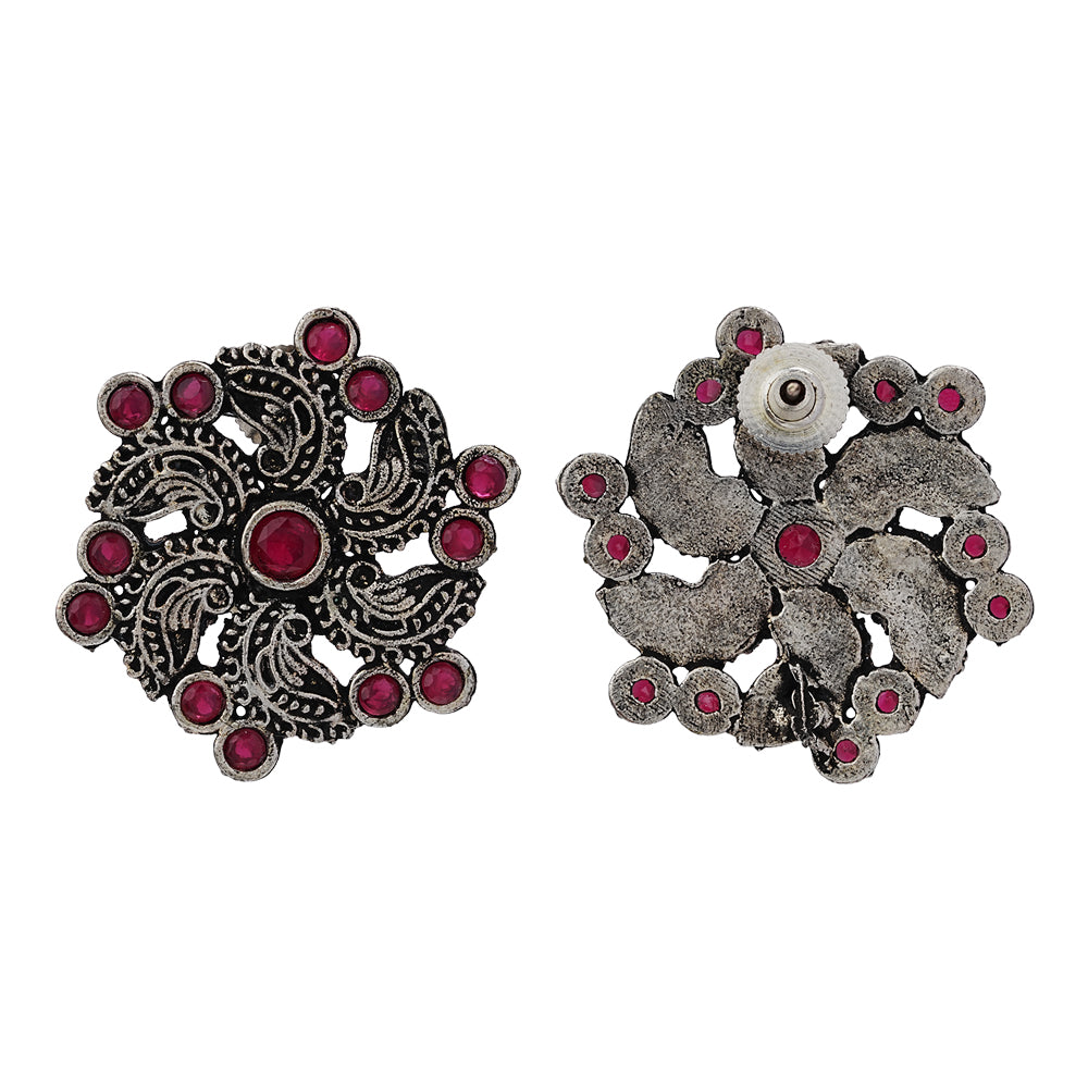Aabroo sparkle stud earrings (Red)
