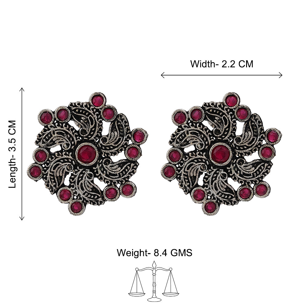 Aabroo sparkle stud earrings (Red)