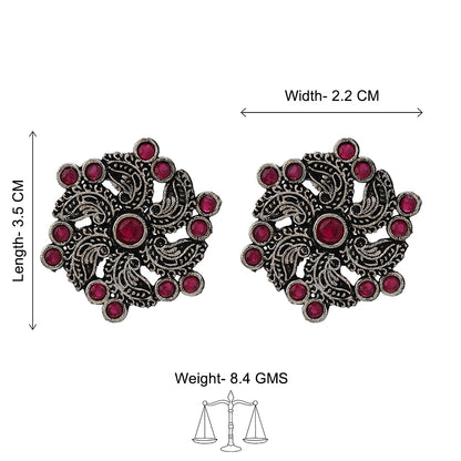 Aabroo sparkle stud earrings (Red)
