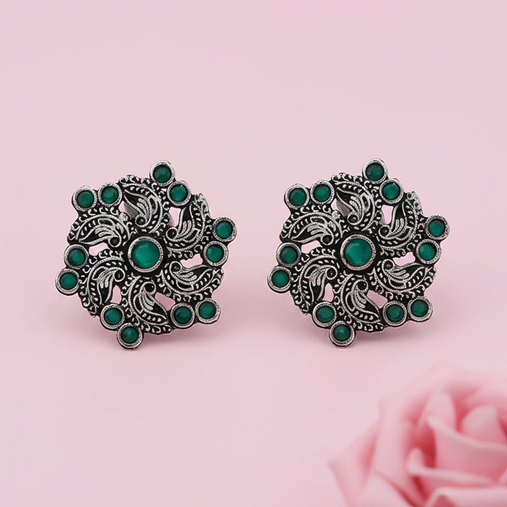 Aabroo sparkle stud earrings (Green)