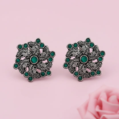 Aabroo sparkle stud earrings (Green)