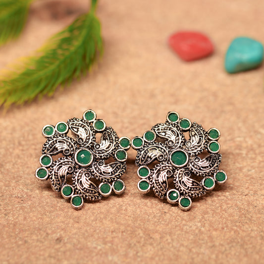 Aabroo sparkle stud earrings (Green)