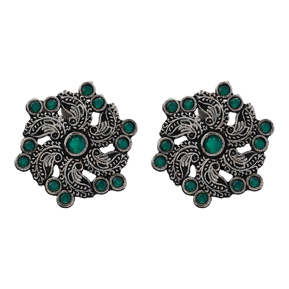 Aabroo sparkle stud earrings (Green)