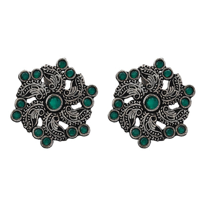Aabroo sparkle stud earrings (Green)