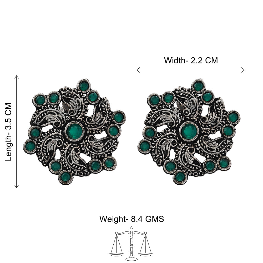 Aabroo sparkle stud earrings (Green)