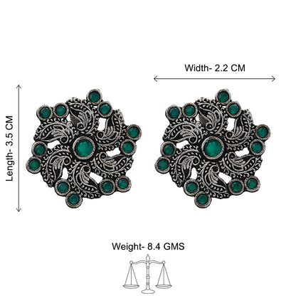 Aabroo sparkle stud earrings (Green)