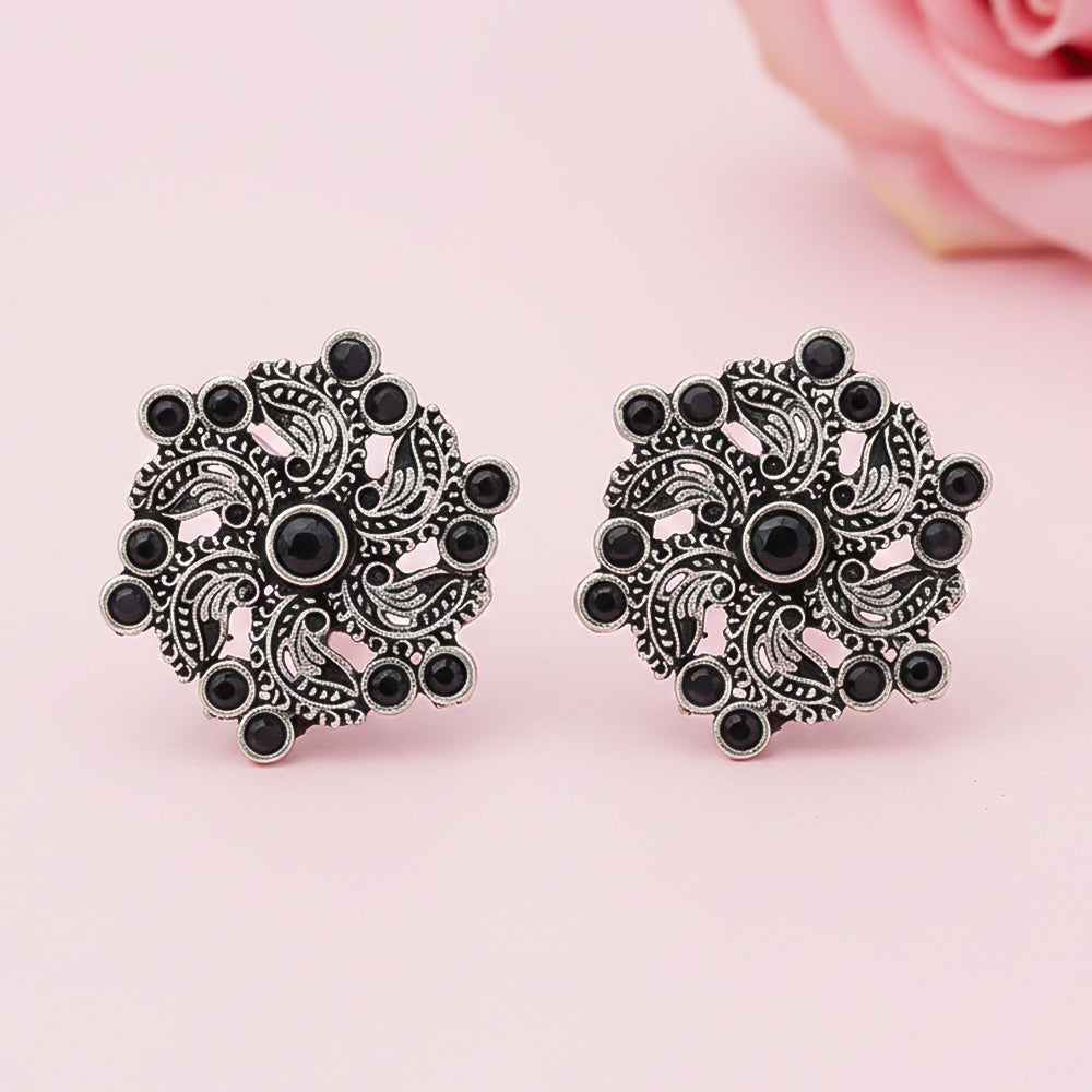 Aabroo sparkle stud earrings (Black)